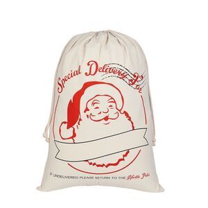 New X Large Drawstring Canvas 28 x 20 Special Delivery Christmas Santa Sack
